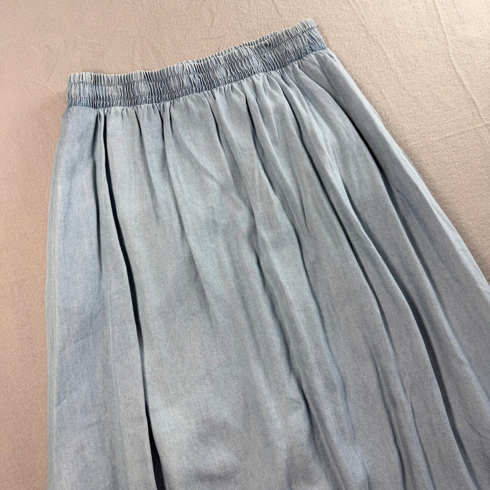 Chambray Maxi Boho Skirt Women Small Light Blue Elastic Waist Hippie Cottagecore - Picture 6 of 6